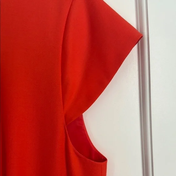 J. Crew Orange Crepe Wool Midi Dress with Cap Sleeves - Picture 4 of 8